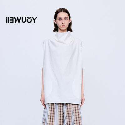 有尾净面无袖衬衫女气质简约