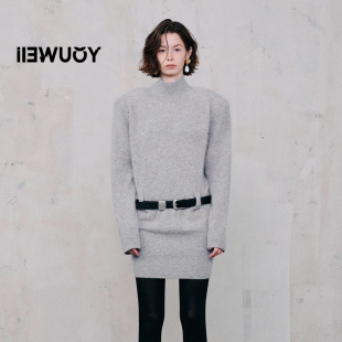 YOUWEI有尾2024冬季 云朵羊绒垫肩毛织连衣裙Y5724413