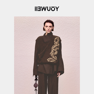 YOUWEI有尾2024秋季 马甲女Y3624310 含羊驼毛图案提花毛衫
