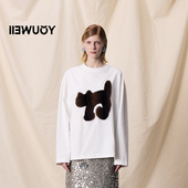 iIEWUOY TY1225414 主题猫刺绣长袖 有尾2025冬季 新品