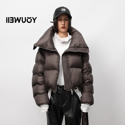 有尾鹅绒短款面包服女厚羽绒服