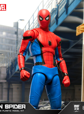 FondJoy泛乐正版1/12经典红蓝战衣蜘蛛侠手办漫威拼装人偶玩具男