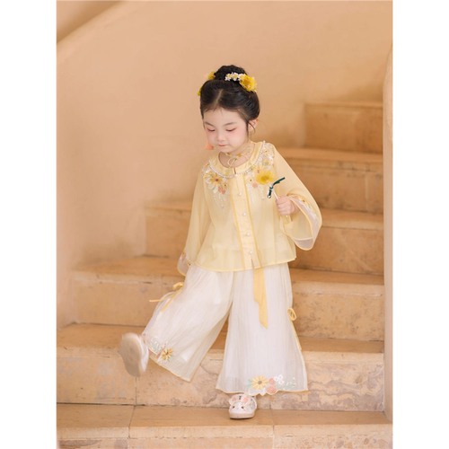萌豆汉服女童套装春秋2026新款夏装女孩古风春夏中式儿童唐装新款