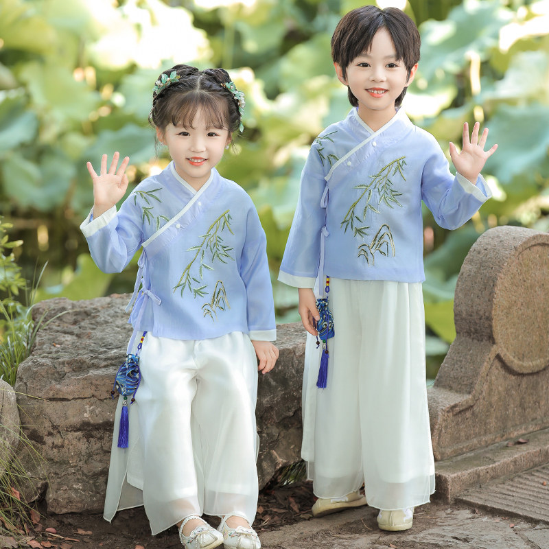 男童汉服中国风小男孩唐装春秋幼儿园班服民族演出服女童中式古装