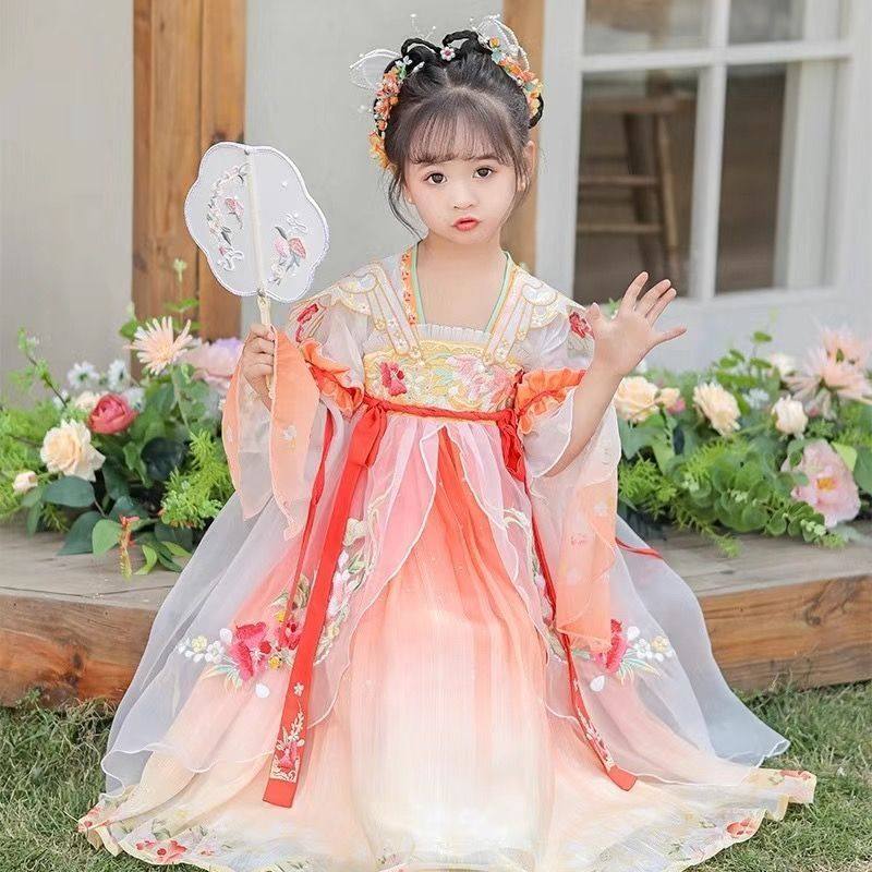 汉服女童古装改良新中式唐装春秋2025新款汉服女童中国风古风套装