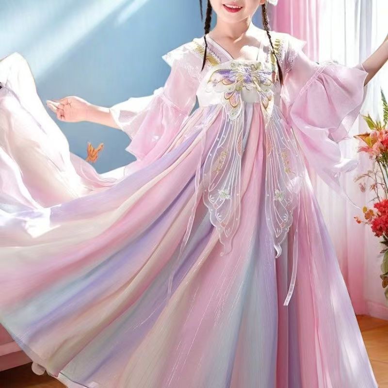 汉服女童2025新款古风连衣裙小女孩儿童超仙古装裙子唐装夏季