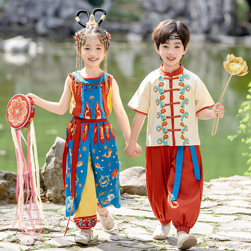 西双版纳夏季傣族儿童泰式表演服泼水节少数民族服饰旅游六一唐装