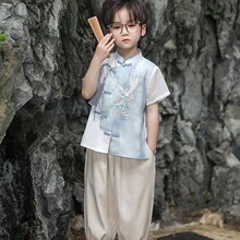 儿童汉服新中式男款短袖2025新款春夏秋中国风男童套装