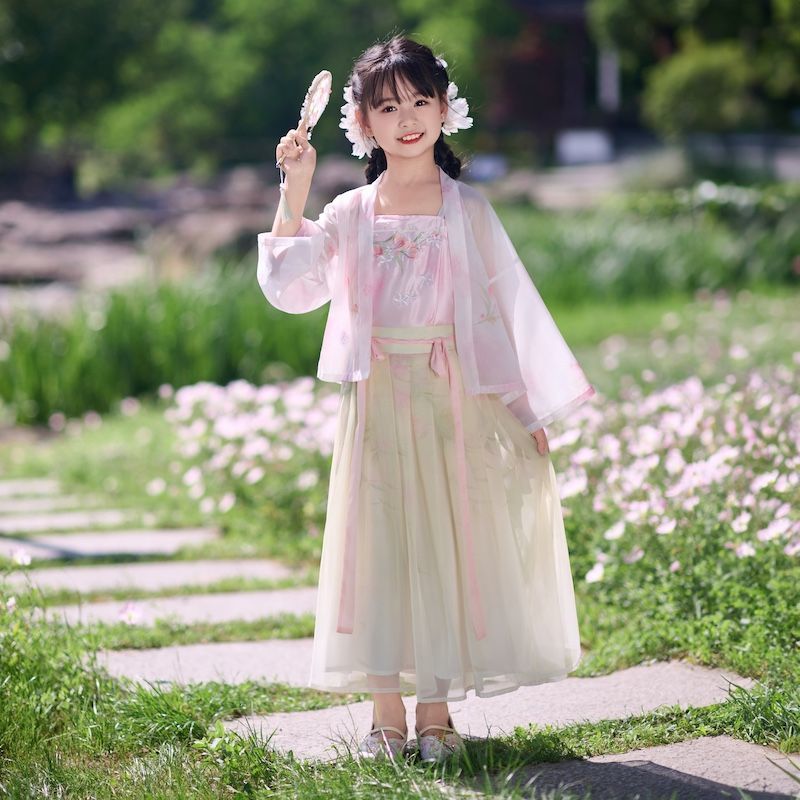 女童2025夏季古风超仙宋制汉服薄款中国风新款新中式三件套装