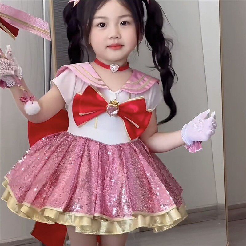 美少女战士女童连衣裙子儿童六一夏季出游穿搭洛丽塔迪士尼公主裙