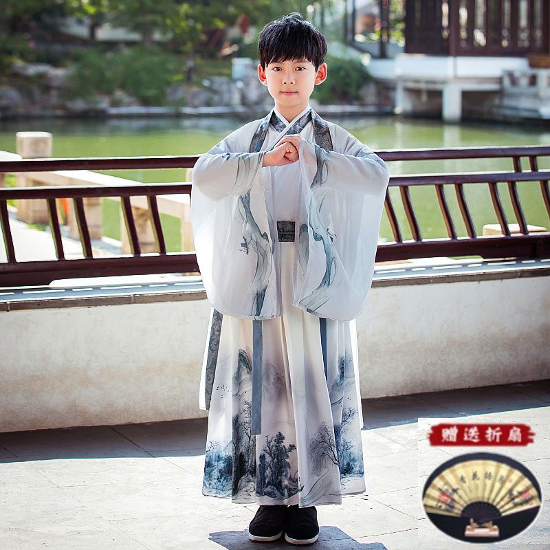 儿童古装汉服男童宋代小学生诗经论语古诗词朗诵传统文化演出服装