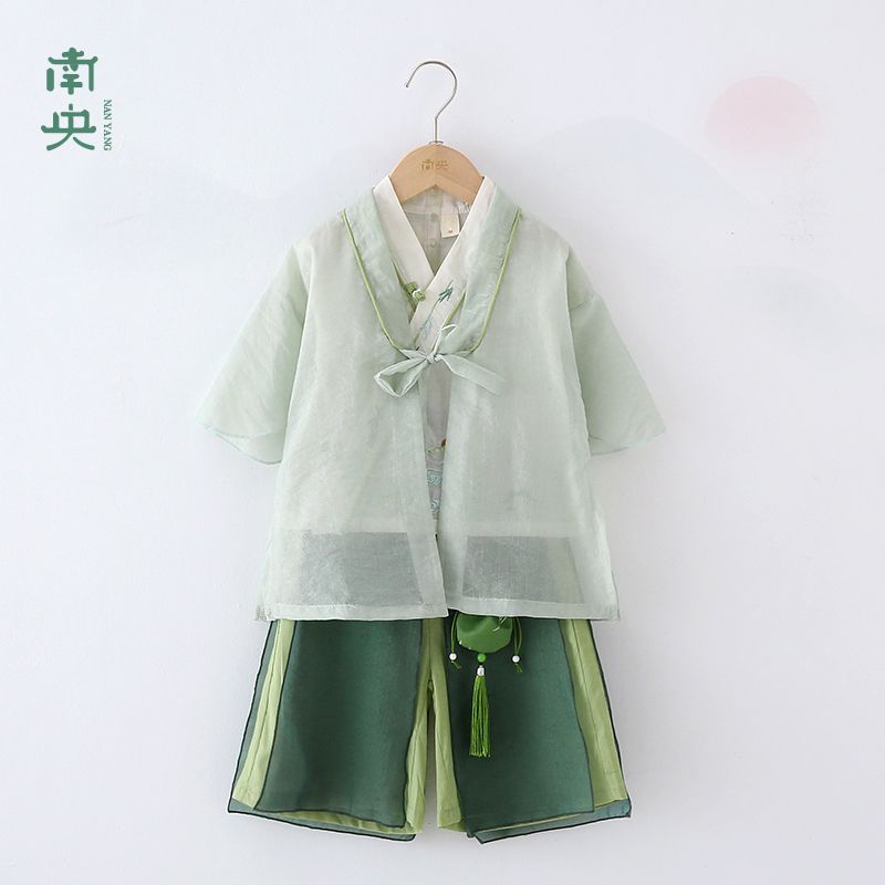 新中式套装男童汉服夏季薄款儿童唐装2025新款宝宝古装男孩演出服