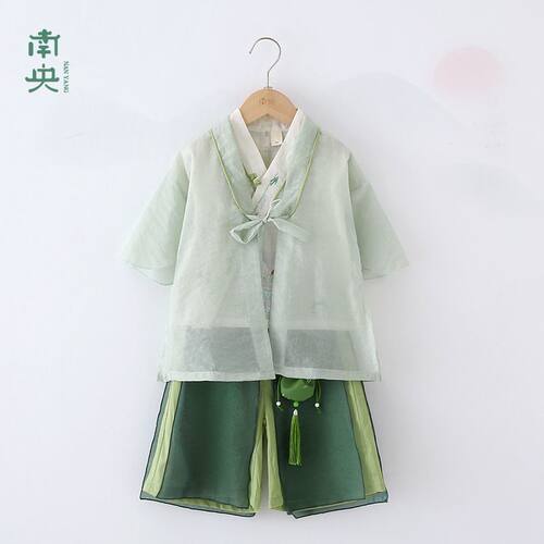 新中式套装男童汉服夏季薄款儿童唐装2025新款宝宝古装男孩演出服