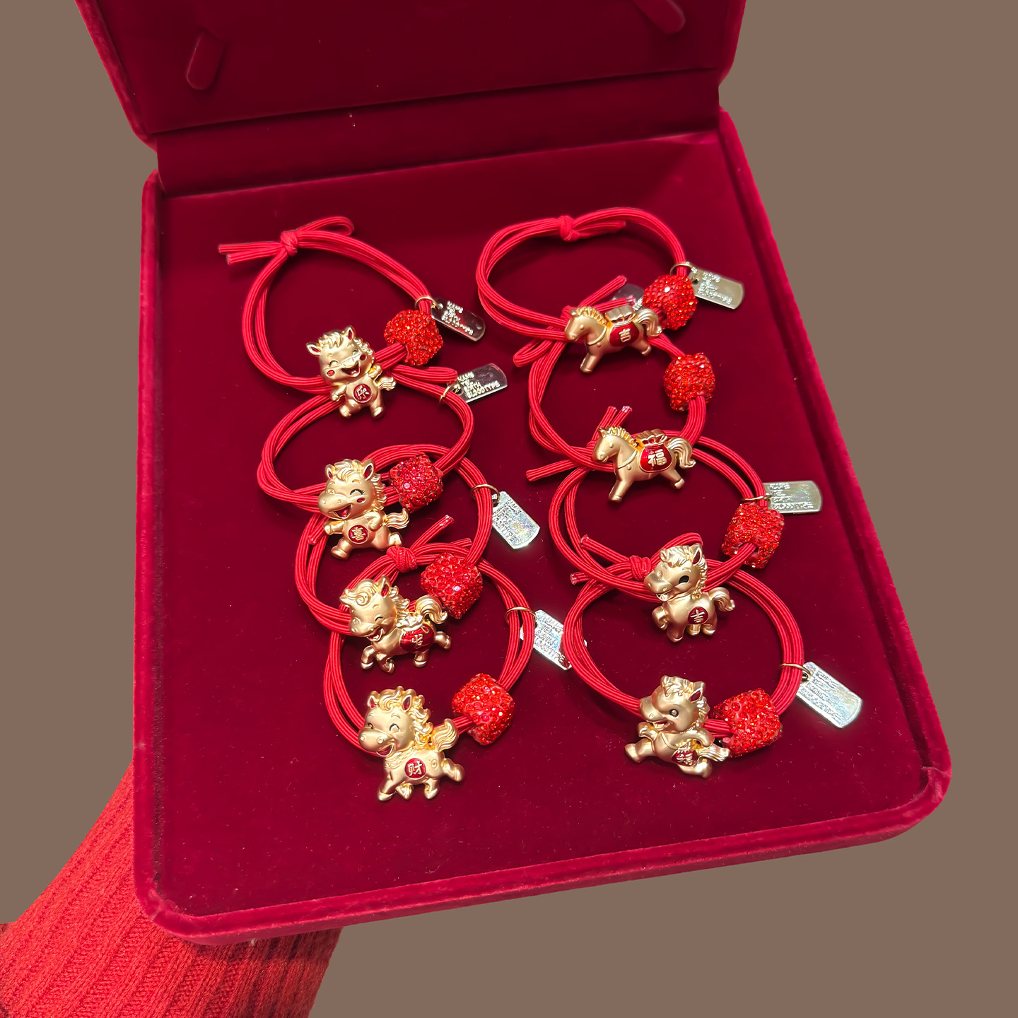 2025本命年红色发绳水钻头绳