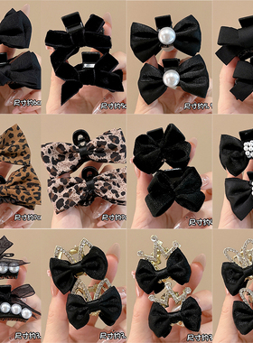 公主头黑色蝴蝶结小抓夹女发夹精灵耳刘海夹发卡耳后侧边夹子头饰