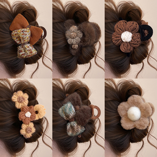 秋冬毛线抓夹发量少专用发夹女2026新款高端鲨鱼夹后脑勺夹子头饰