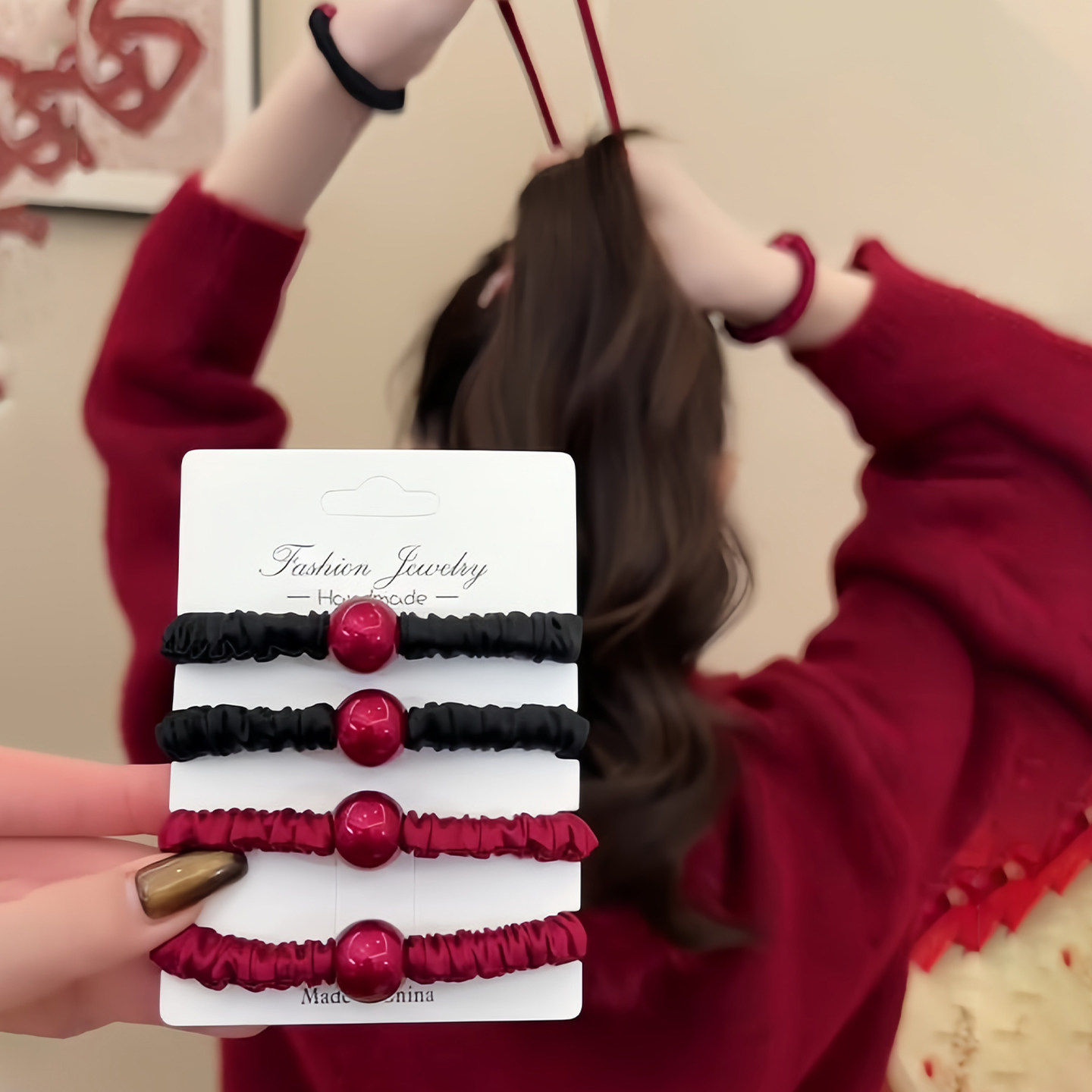 新年红色珠珠小肠发圈高弹力耐用扎头发头绳2026新款马尾发绳皮筋,饰品/流行首饰/时尚饰品新,发饰,淘宝优惠券,粉丝福利购,淘宝优惠卷