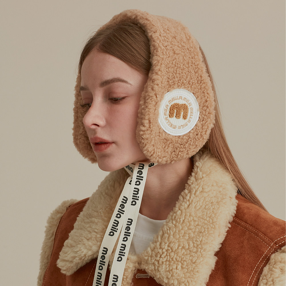 Mellamila韩国耳套女冬季加厚保暖防寒护耳套贴布装饰