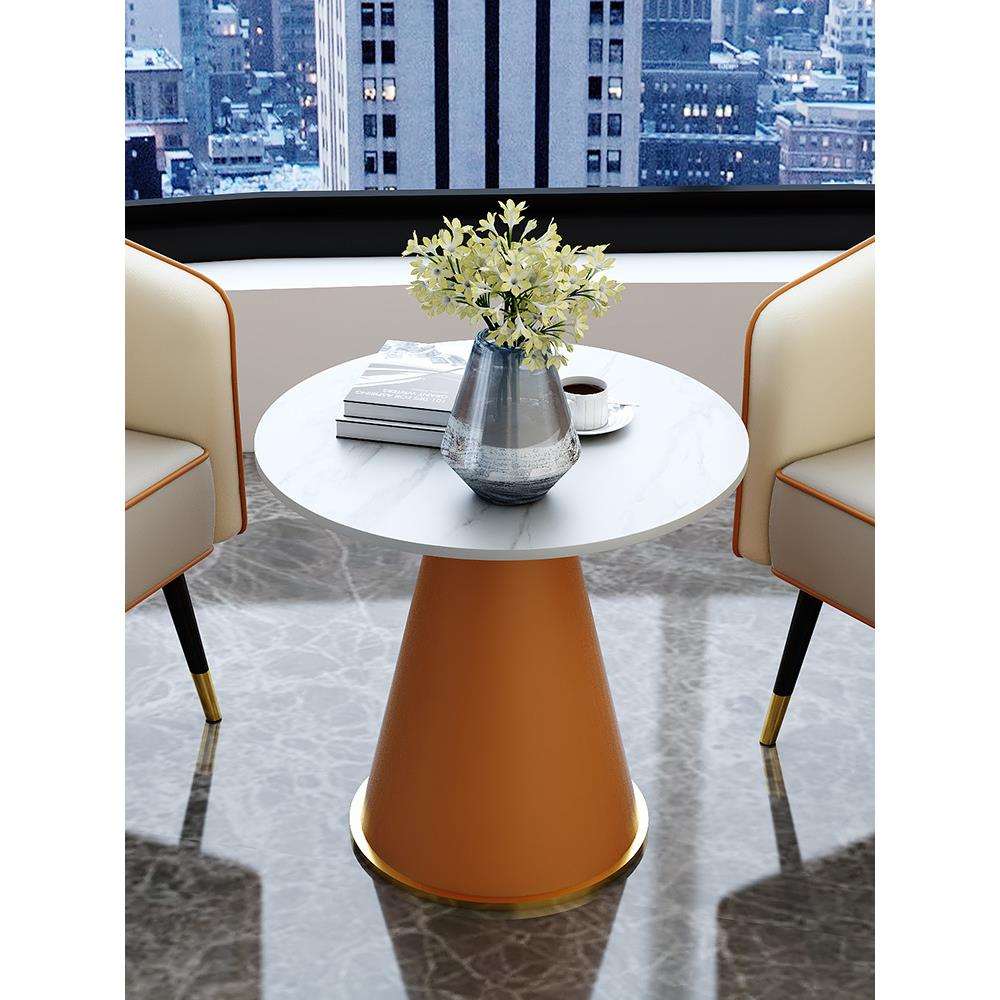 北欧沙发边几边柜岩板圆形茶几轻奢现代客厅阳台大理石小圆桌