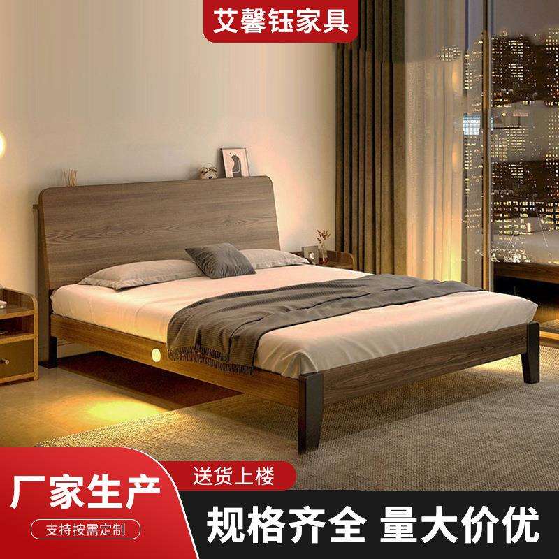 全实木床实木床1米8简约1.5m出租房用单人床架家用主卧双人床