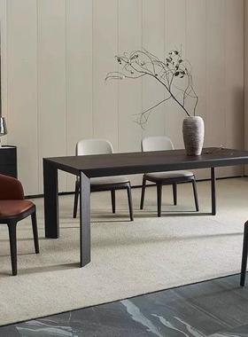 北欧极简实木长条桌原木黑色白蜡木餐桌设计师办公桌简约书桌茶桌
