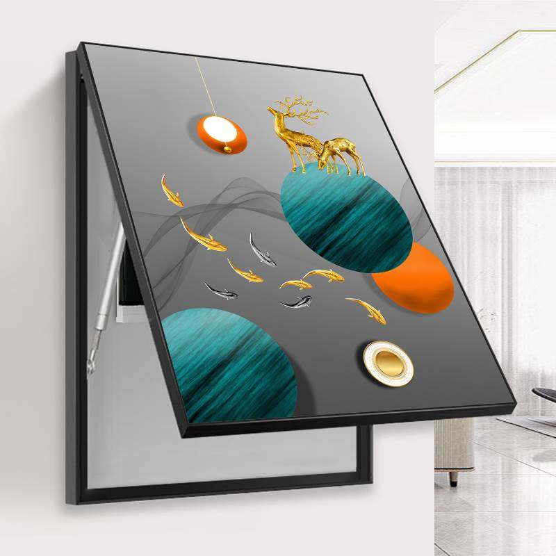 电表箱装饰画竖款现代简约弱电箱电盒子空开箱配电箱餐厅遮挡挂画