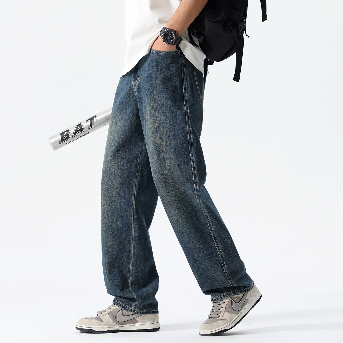 美式牛仔裤品克伦水洗秋季