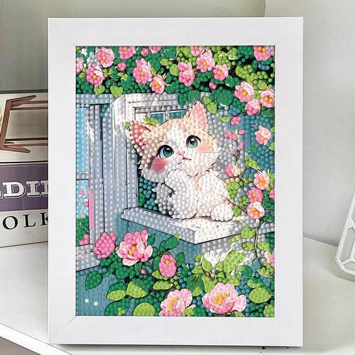 砖石画可爱猫咪儿童diy手工材料包卡通钻石贴画送闺蜜生日礼物女