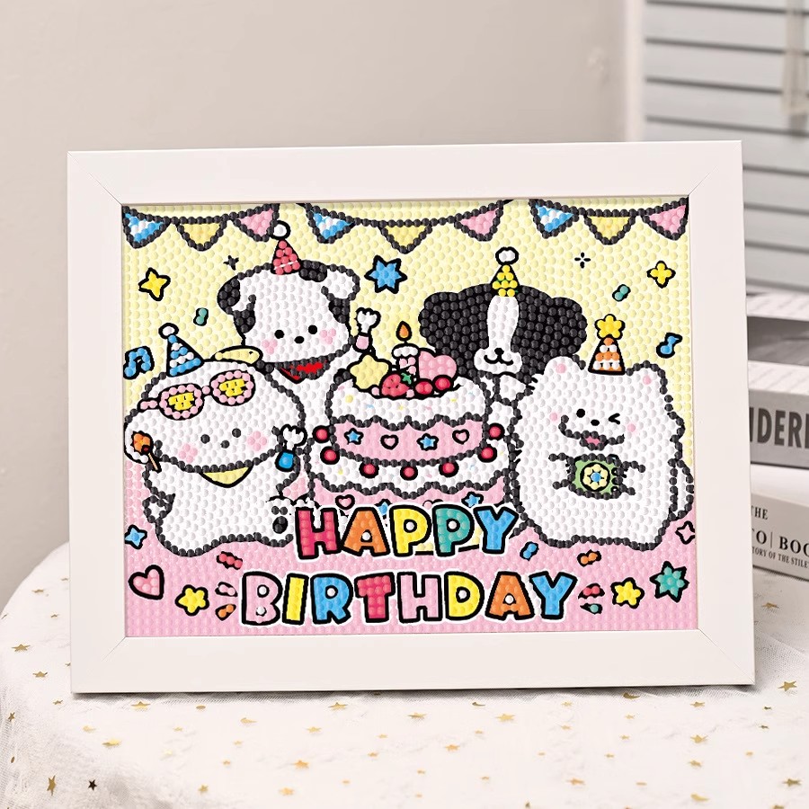 卡通新款生日快乐钻石画