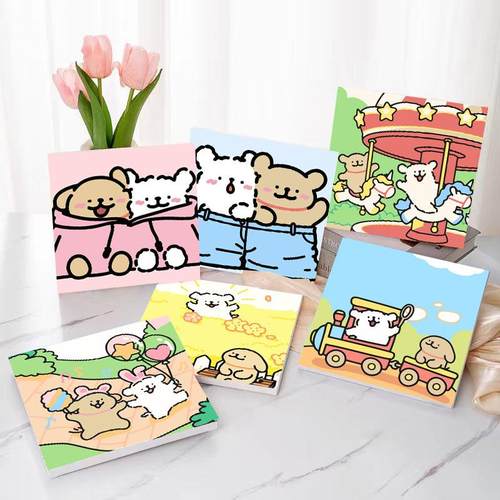 线条小狗儿童数字油画diy填充画2024新款填色画简单打发时间手作