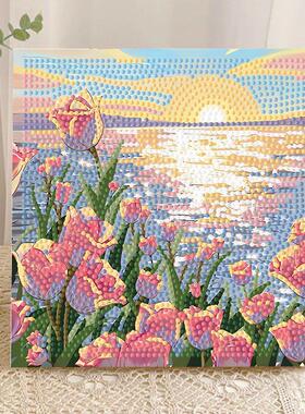 风景花卉系列钻石画diy手工粘贴装饰画儿童学生益智摆台海上生花