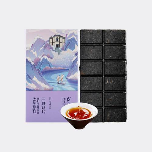 新疆包邮湖北长生川绿砖茶巧克力型深烤砖薄片100g小方片砖茶饼干