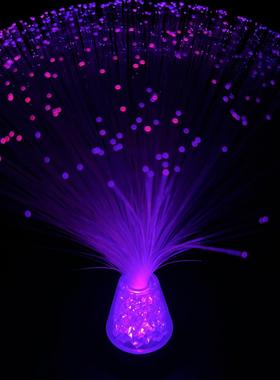 光纤花装饰灯氛围灯sheintemu跨境电商玩具七彩发光底座满天星