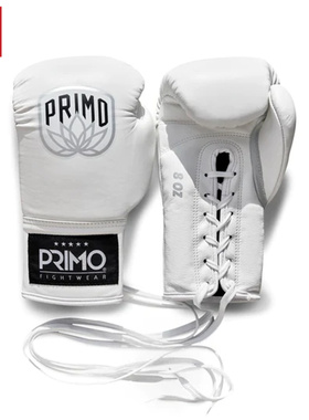 Primo 小牛皮绑带手套泰拳拳套拳击格斗训练系带手套 白色