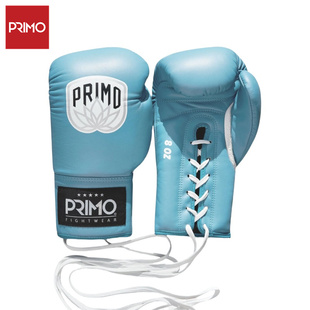 Primo 小牛皮绑带手套泰拳拳套拳击格斗训练系带手套 北极蓝