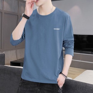 2023新款 纯棉长袖 t恤男士 春秋季 休闲百搭宽松休闲上衣T恤打底衫