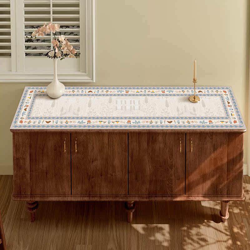 法式卡蒙特电视柜皮革桌垫鞋柜台面垫子玄关餐边柜垫免洗防水桌布,居家布艺,桌布,淘宝优惠券,粉丝福利购,淘宝优惠卷