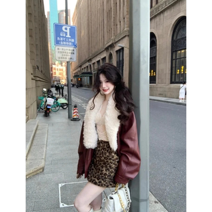 一整套ootd穿搭气质高级感大翻领外套时尚豹纹半身裙韩剧女主套装
