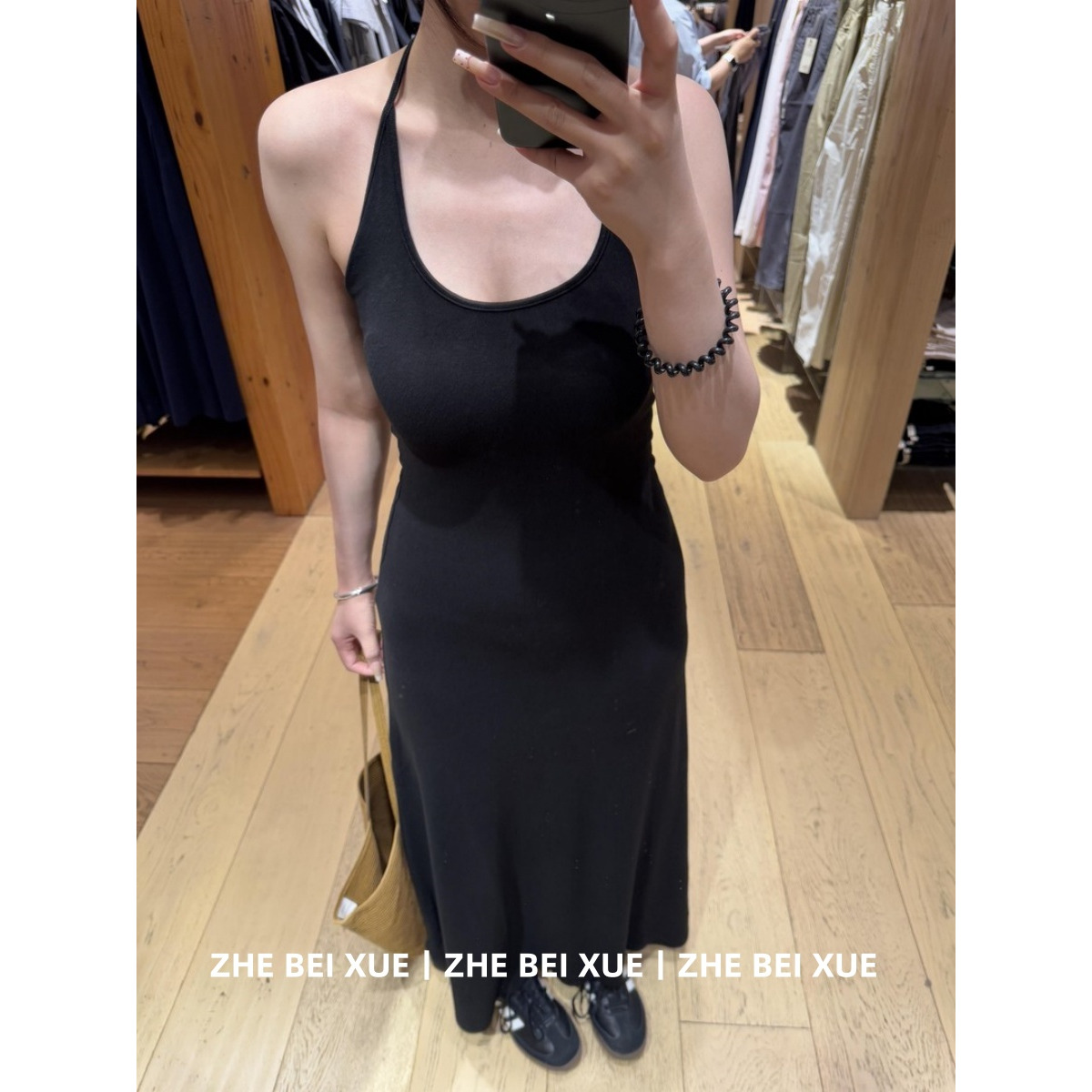 美式辣妹露背挂脖U领吊带连衣裙夏季辣妹风收腰修身包臀鱼尾长裙