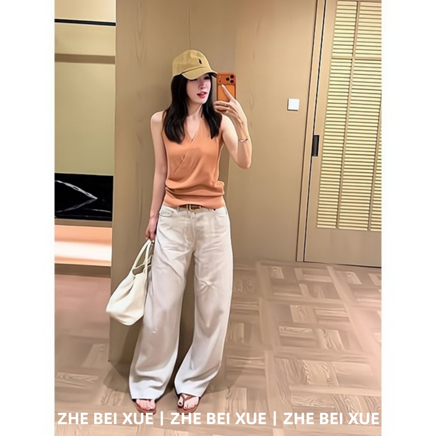 夏季套装韩系温柔风v领无袖上衣显瘦宽松休闲裤子韩风chic一整套