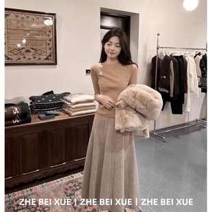 套装女温柔风半高领长袖上衣针织长款半身裙子独特漂亮冬装一整套