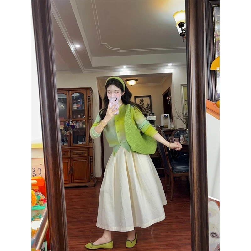 【赠送运费险】针织开衫半身长裙