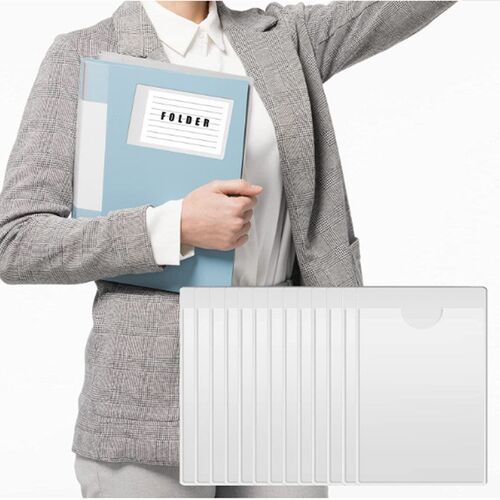 50个装透视塑料卡套笔记本文具用品自粘卡袋文件夹自粘索引标签贴