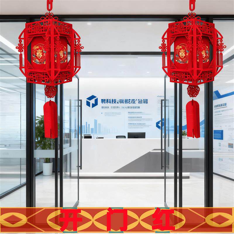 开门红职场布置灯笼2026年马年银行厅堂装饰元旦保险公司新年挂饰