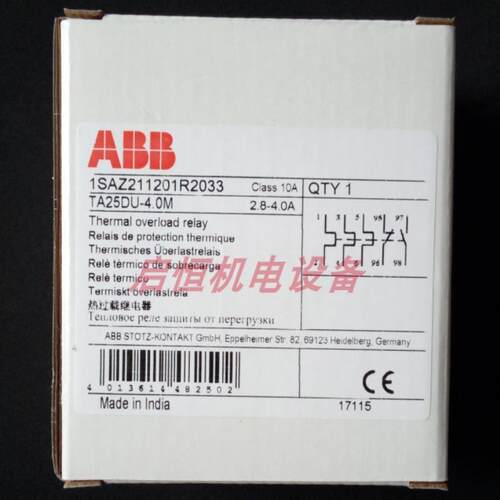 ABB热过载继电器 TA25DU-4.0M (2.8-4.0A) 10135409议价