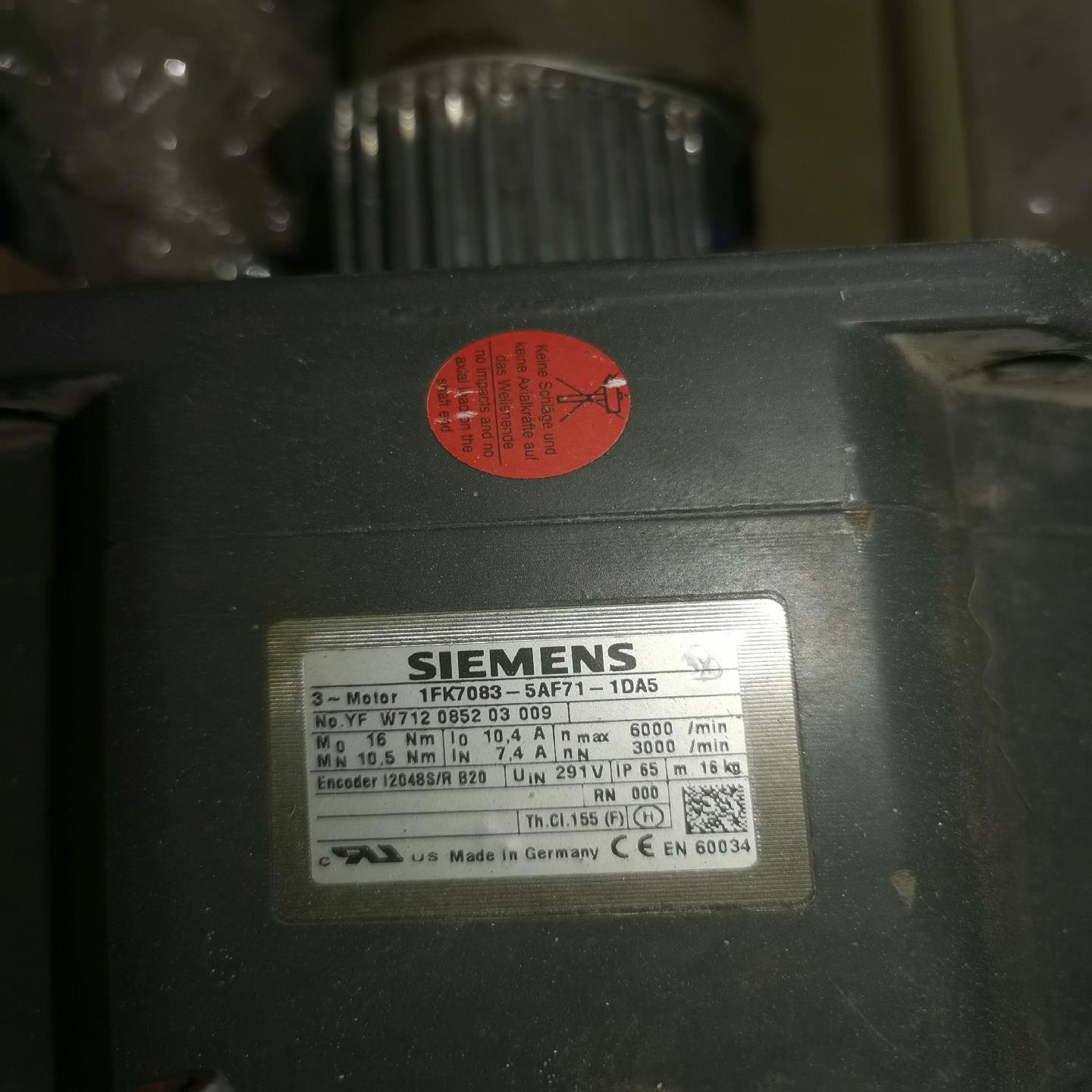 （设备配件）西门子伺服电机1FK7083-5AF71-1DA5，实物拍摄