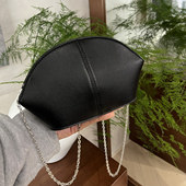 头层row小牛皮贝壳包链条斜挎包真皮收纳小包包单肩包女手拿包