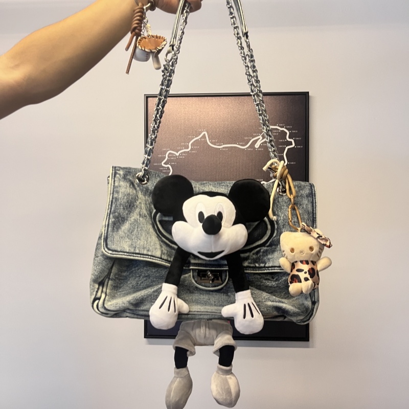 灰色米老鼠水洗牛仔流浪包托特包