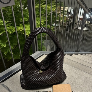 手工编织hobo托特包软皮慵懒金球腋下包松弛感大容量手提单肩大包