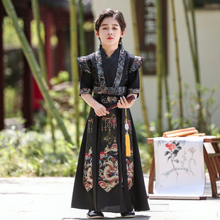 风盛郁原创夏薄款短袖儿童国风帅气武侠公子哥侠客演出服古装高端